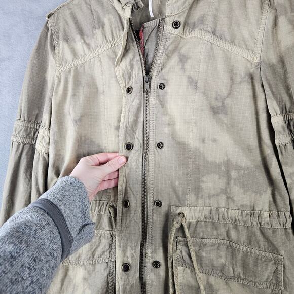 Free People Green Festival Embroidered  Anorak Jacket Utility Military Boho Sz 6 - Picture 4 of 9